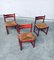 Mid-Century Modern Orange Stained Wood & Paper Cord Dining Chairs, Set of 3 17