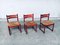 Mid-Century Modern Orange Stained Wood & Paper Cord Dining Chairs, Set of 3 10