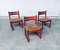 Mid-Century Modern Orange Stained Wood & Paper Cord Dining Chairs, Set of 3 11