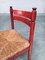 Mid-Century Modern Orange Stained Wood & Paper Cord Dining Chairs, Set of 3 12