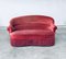 Hollywood Regency Style Red and Pink Velvet 2-Seat Sofa with Fringe, 1950s 15