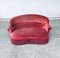 Hollywood Regency Style Red and Pink Velvet 2-Seat Sofa with Fringe, 1950s 1