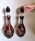 Bohemia Biedermeier Style Ruby Red Cut and Grinded Crystal Bottles, Set of 2 17