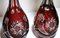 Bohemia Biedermeier Style Ruby Red Cut and Grinded Crystal Bottles, Set of 2 8