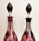 Bohemia Biedermeier Style Ruby Red Cut and Grinded Crystal Bottles, Set of 2 5