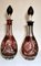 Bohemia Biedermeier Style Ruby Red Cut and Grinded Crystal Bottles, Set of 2 4