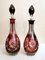 Bohemia Biedermeier Style Ruby Red Cut and Grinded Crystal Bottles, Set of 2 1