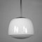 Lampada a sospensione Art Déco o Bauhaus in vetro opalino con asta in ottone, anni '30 o '40, Immagine 5