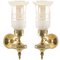 Art Deco Wall Sconces in Gilt Bronze & Murano Glass in the Style of Gio Ponti, Florence, 1940s, Set of 2 1