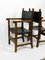 Grands Fauteuils Knights en Bois Massif et Noyau de Cuir, Espagne, 1930s, Set de 2 5