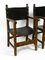 Grands Fauteuils Knights en Bois Massif et Noyau de Cuir, Espagne, 1930s, Set de 2 11