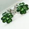 Green Hand-Enameled Sterling Silver Cufflinks with Four Leaf Clover Shape from Berca 10