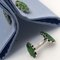 Green Hand-Enameled Sterling Silver Cufflinks with Four Leaf Clover Shape from Berca, Image 6