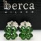 Green Hand-Enameled Sterling Silver Cufflinks with Four Leaf Clover Shape from Berca, Image 2
