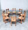 Belgian Brutalist Oak Dining Chair Set, 1960s, Set of 8 32