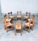 Belgian Brutalist Oak Dining Chair Set, 1960s, Set of 8, Image 32