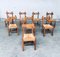 Belgian Brutalist Oak Dining Chair Set, 1960s, Set of 8, Image 29