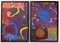 Phillip Alder, Music in a Night Garden, Contemporary Diptych, Abstract Oil on Canvas, 2018 1