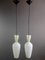 Italian Lamps in White and Green Glass, 1950s, Set of 2 2