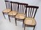 Sedie Mid-Century in paglia di Vienna, set di 4, Immagine 3