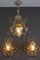 Wrought Iron and Glass Pendant Light & Sconces, Set of 3 2