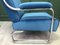 Vintage Industrial Metal Blue Chair Armchair, Image 5