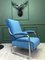 Industrieller Vintage Metall Stuhl in Blau 3