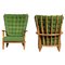Solid Oak Grand Repos Armchairs by Guillerme and Chambron, Set of 2 1