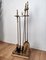 Vintage Three-Piece Brass Fire Tool Set with Stand, Set of 4 2