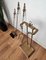 Vintage Three-Piece Brass Fire Tool Set with Stand, Set of 4 3