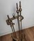 Vintage Three-Piece Brass Fire Tool Set with Stand, Set of 4, Image 6