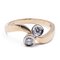 Anillo Contrarier vintage en oro de 14 quilates con 2 diamantes, Imagen 1