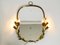 Large Heavy Mid-Century Floral Brass Mirror with Lamps from Vereinigte Werkstätten, Image 7