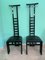 Italian Decorative Black Lacquered Chairs, 1970, Set of 2 5
