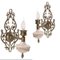 Venetian Art Nouveau Wall Lights in Pink Porcelain, Brass and Bronze from Bassano, Set of 2, Image 5