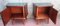Rosewood and Mahogany Bedside Tables with Brass Handles and Feet & Green Colotrato Back Glass, 1950s, Set of 2 3