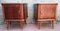 Rosewood and Mahogany Bedside Tables with Brass Handles and Feet & Green Colotrato Back Glass, 1950s, Set of 2 6