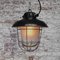 Vintage Industrial Semi Frosted Pendant Light in Black Enamel 5