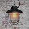 Vintage Industrial Semi Frosted Pendant Light in Black Enamel, Image 5