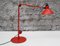 Grande lampada rossa da Tavolo regolabile Elio Martinelli per Martinelli luce, anni '60 / 70 abbastanza rara., Imagen 1