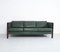 Vintage Danish Green Leather Sofa, 1960s 1