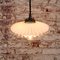 French Brass Pendant Light with White Opaline Milk Glass Shade 5