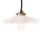 French Brass Pendant Light with White Opaline Milk Glass Shade 1