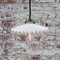 French Brass Pendant Light with White Opaline Milk Glass Shade 4