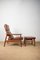 Danish Teak and Leather FD 164 Armchairs and Ottoman by Arne Vodder for France & Son, Set of 2, Image 15