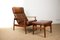 Danish Teak and Leather FD 164 Armchairs and Ottoman by Arne Vodder for France & Son, Set of 2, Image 1