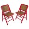 Red Cane Folding Chairs, France, 1970s, Set of 2 1