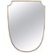 Mid-Century Crest-Shaped Italian Wall Mirror with Brass Frame 1