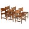 Oak and Leather Spanish Model BM3237 Dining Chairs by Børge Mogensen for Fredericia, Set of 6, Image 1