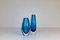 Mid-Century Heavy Crystal Clear Blue Vases by Sven Palmqvist for Orrefors, Set of 2, Image 3